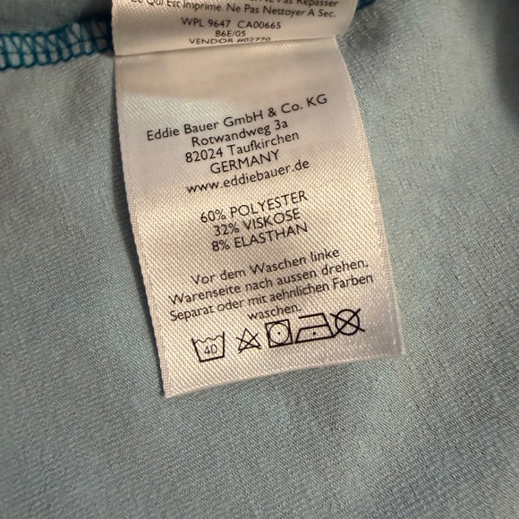 Eddie Bauer Travex Teal Blue Geometric Dot Surplice V-Neck Travel Dress Womens M - Picture 3 of 7